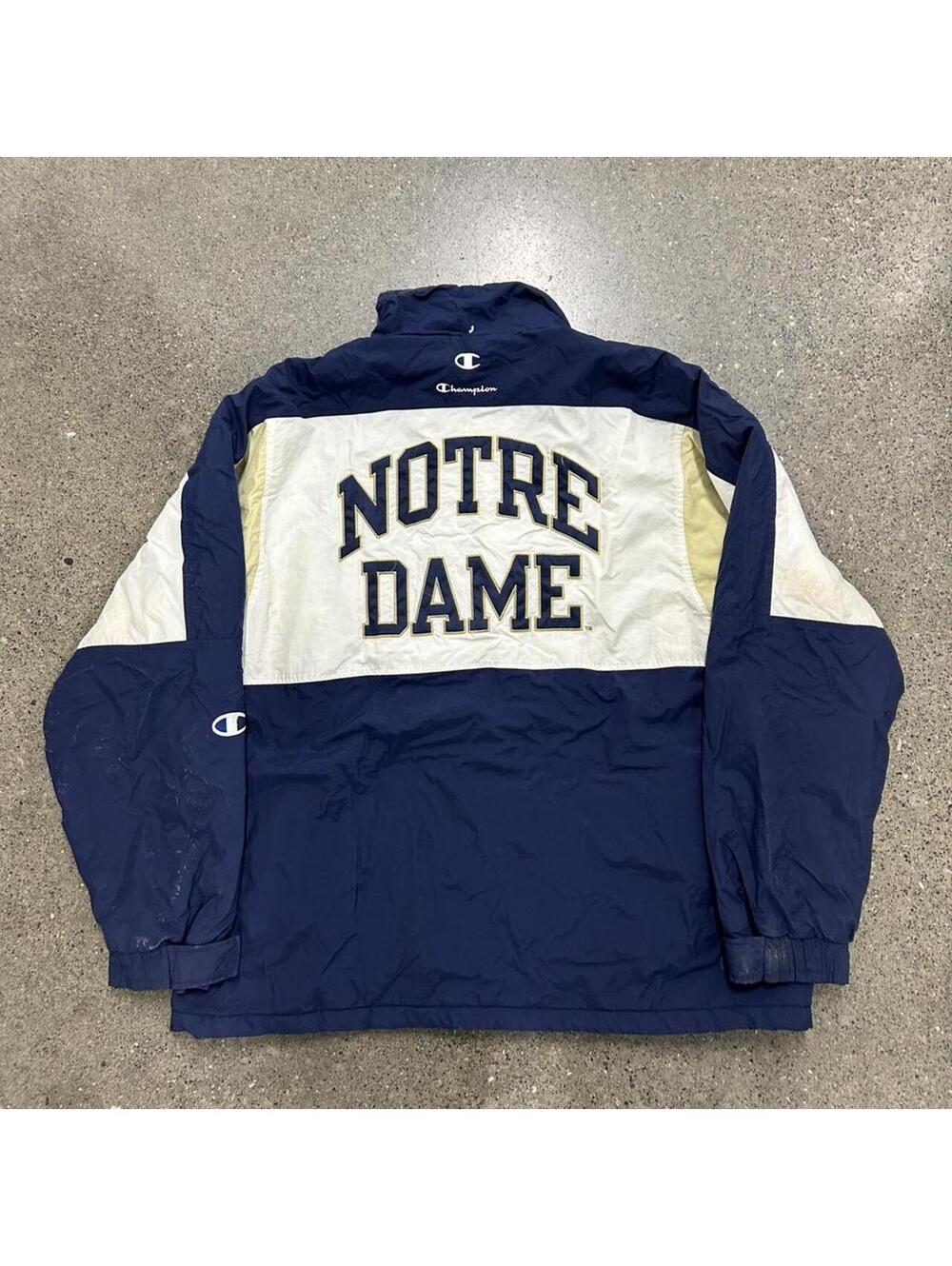 Vintage 90s Champion Notre Dame Full Zip Puffer Jacket  Size XL NCAA Embroidered